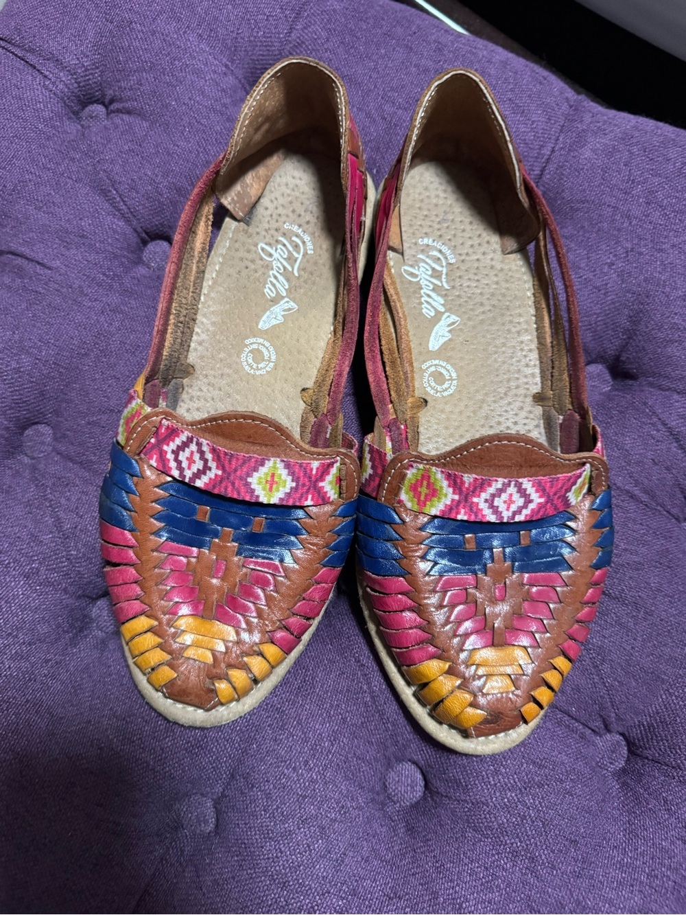 Handwoven Multicolor Leather Huarache Flats
